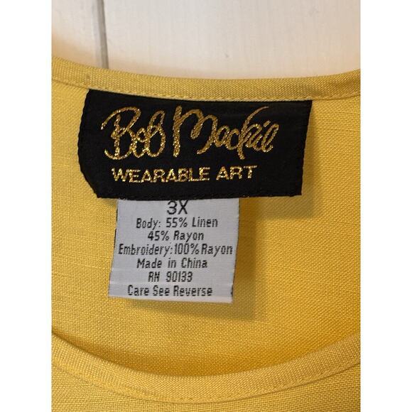 Bob Mackie Top Womens 3X Eyelet Linen Blend Vintage Yellow White 2-Piece GmaCore - Picture 10 of 10